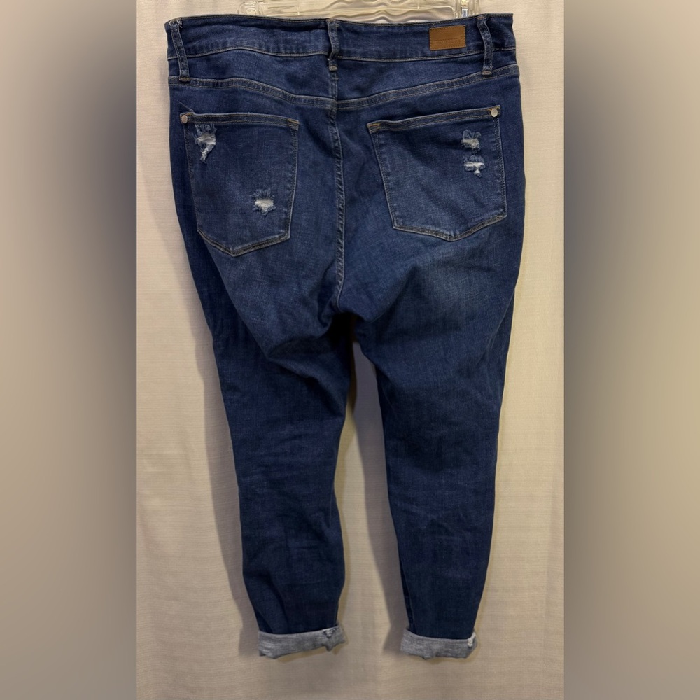 Judy Blue Blue Denim Distressed High Rise Skinny Fit Stretch Jeans Sz 14W - Picture 2 of 8